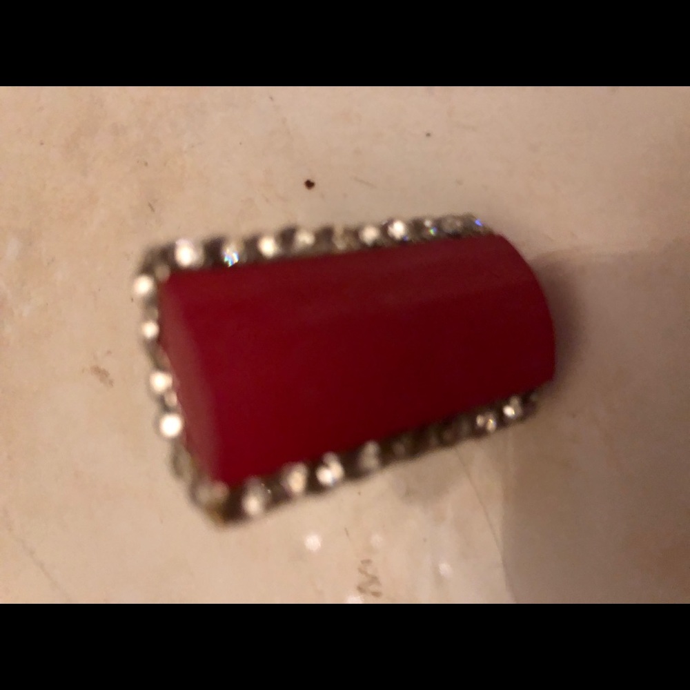 Large red beads and diamond like ring last day